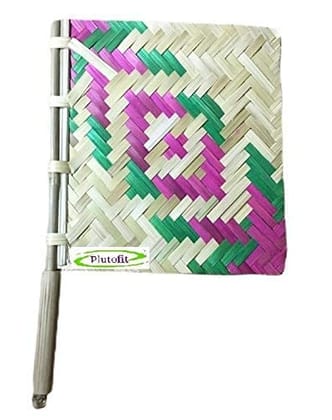 Cool Breeze Handcrafted Ease Set (2 Pcs), Natural Woven Bamboo Hand Fans