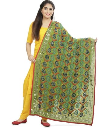 SAHEJ SUITS Green Georgette Hand Embroidered Dupatta
