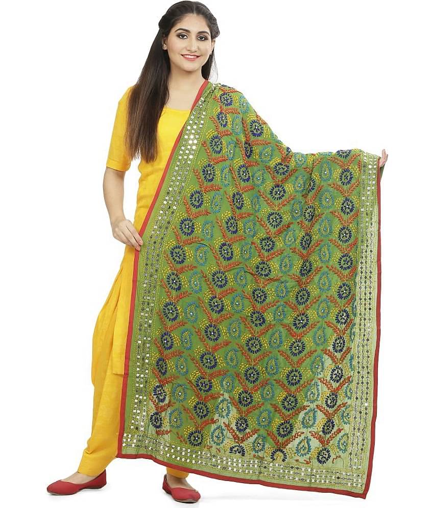 SAHEJ SUITS Green Georgette Hand Embroidered Dupatta
