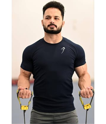 Fuaark - Navy Blue Cotton Blend Regular Fit Men's Sports T-Shirt ( Pack of 1 )
