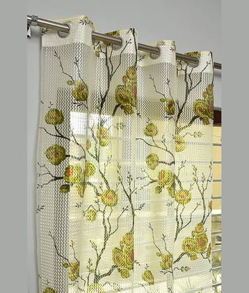 Sai Arpan Floral Printed Transparent Eyelet Curtain 7 ft ( Pack of 1 ) - Multicolor