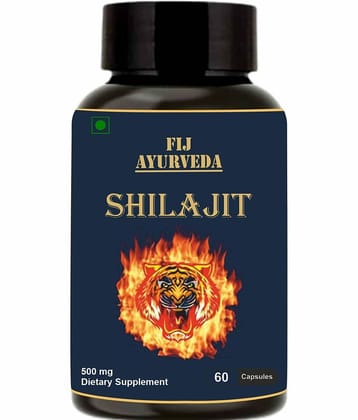 FIJ AYURVEDA Shilajit Capsule Supports Energy & Power - 500mg 60 Capsules (Pack of 1)