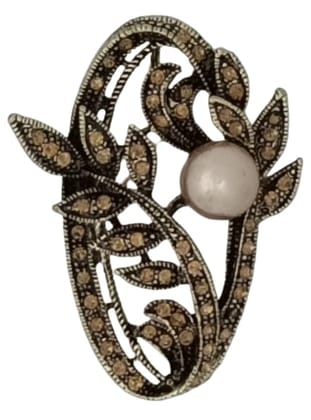 Voici France Men's & Womens Lapel Pin Brooch Tie Pin Boutonniere Stick for Suits tuxedo leafe stone studded Golden color Free size - Leaf 2