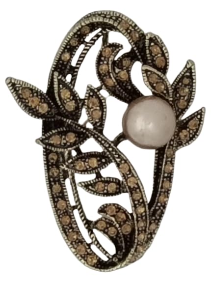 Voici France Men's & Womens Lapel Pin Brooch Tie Pin Boutonniere Stick for Suits tuxedo leafe stone studded Golden color Free size - Leaf 2