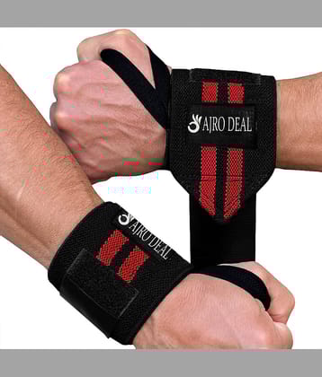 AJRO DEAL Black & Red Neoprene Wrist Wrap ( Pack of 2 )