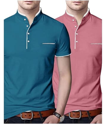 AUSK Pack of 2 Cotton Blend Regular Fit Men's T-Shirt ( Peach )