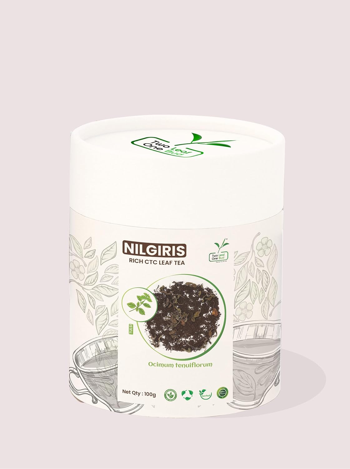 Two Leaf One Bud NilgrisRich CTC Leaf Tea - Tulsi 100 Gms