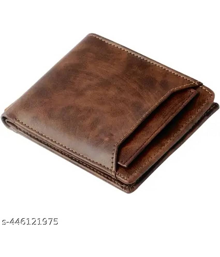 HABIBI PU Solid Men's Coin Pouch With 8 Slots For Card ( Brown , Pack of 1 )