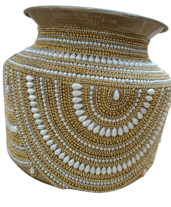 Traditional Indian Pearl and Golden Beads BrassSteel BindiMarriage Rings Bindi