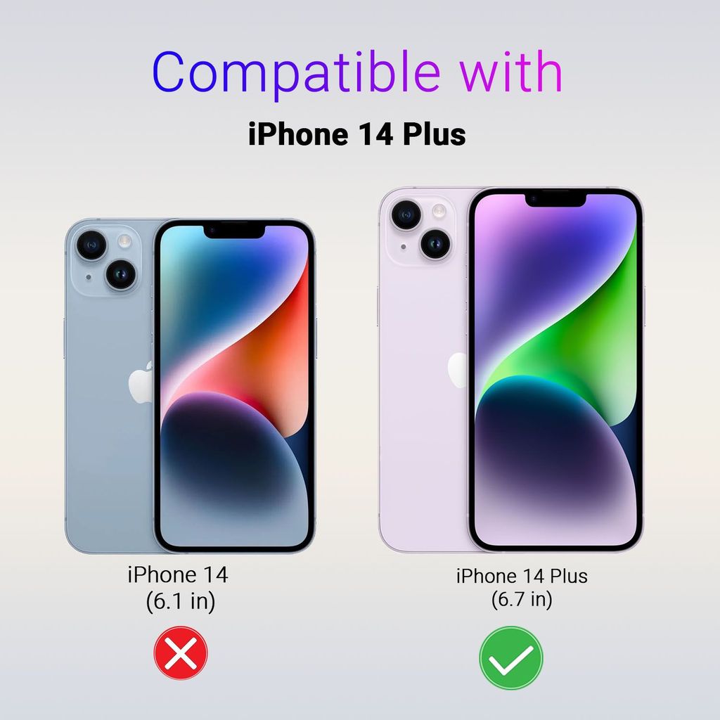 LIRAMARK PU Leather Flexible Back Cover Case Designed for iPhone 14 Plus (6.7 inch)