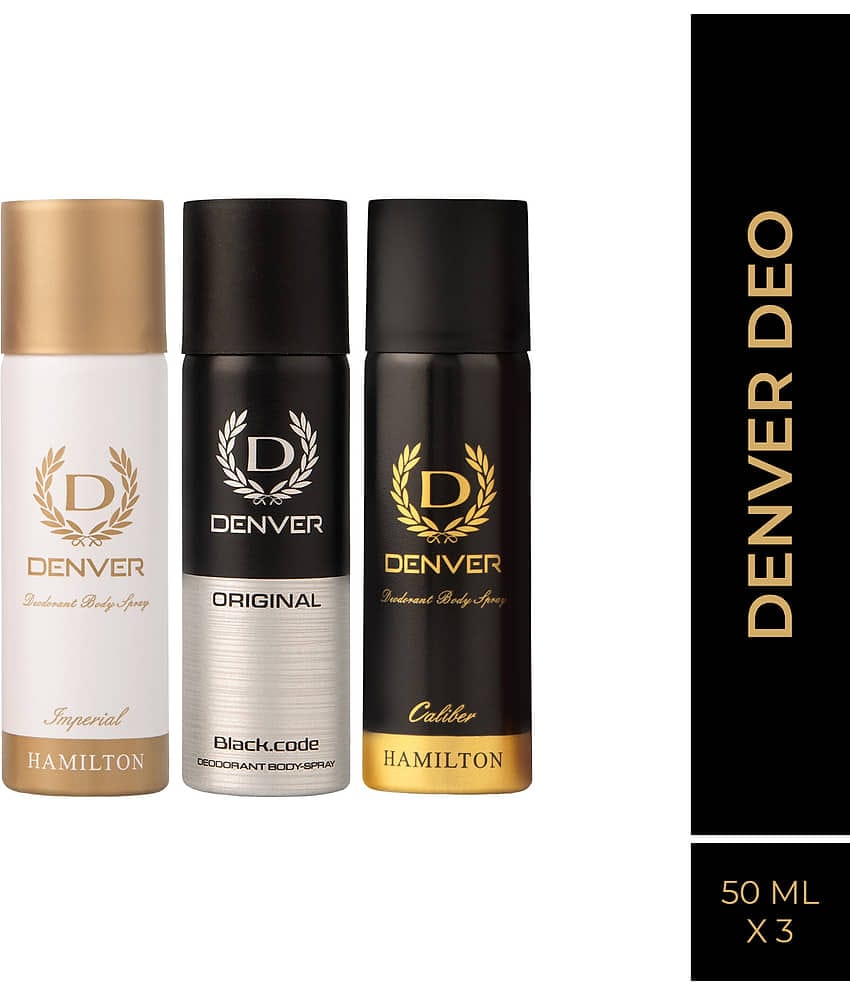 Denver Caliber, Imperial & Black Code 50ml Each Deodorant Spray for Men 150 ml ( Pack of 3 )
