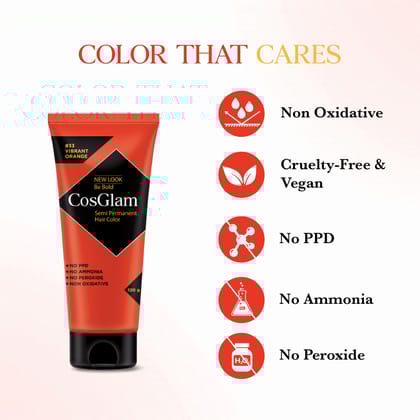 COSGLAM Semi Permanent Hair Color Vibrant Orange 120g and Hair Highlighter Kit 115g, Highlights Hair Dye