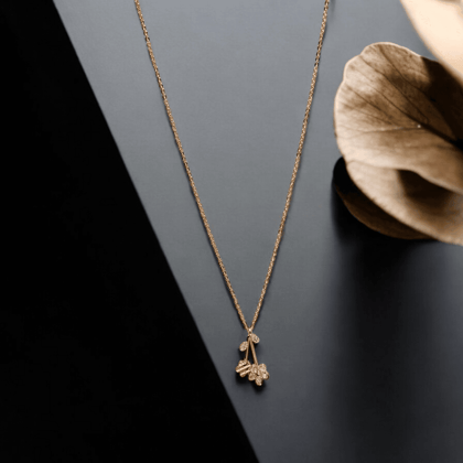 Gold Necklace with Floral Design