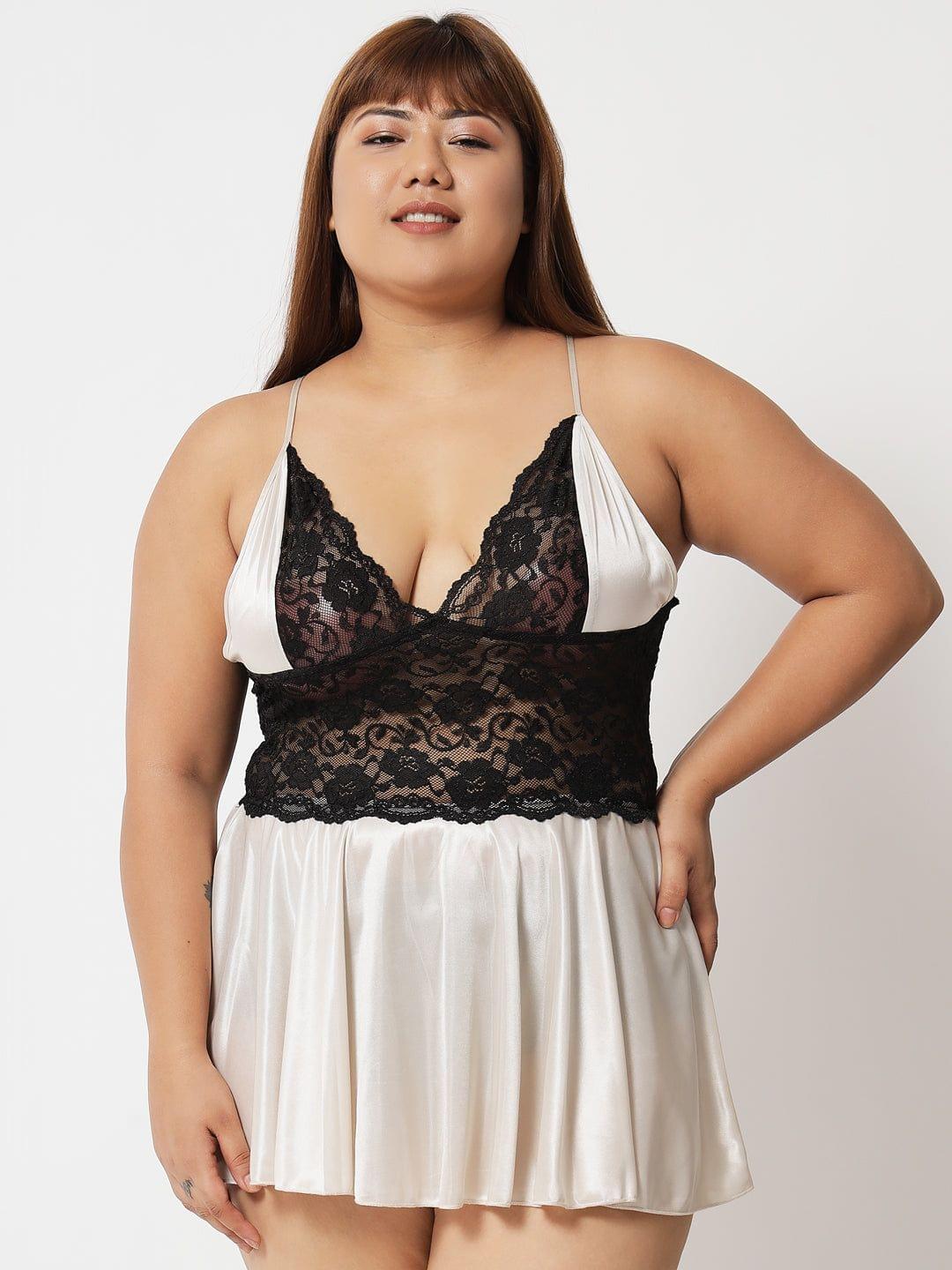 Hot Satin and Lace Sexy Honeymoon Babydoll Bikini Dress 07Ac S-10XL