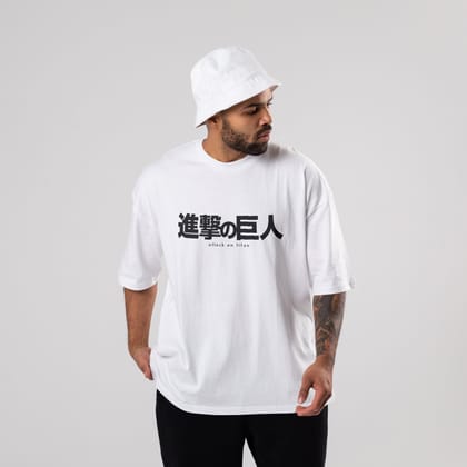 Future Titan:Eren Yeager Oversized T-Shirt-S / White / 240 GSM (100% Cotton)