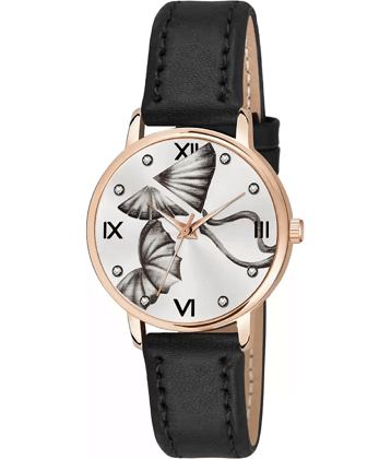 AQUA BLISS - Black Leather Analog Womens Watch