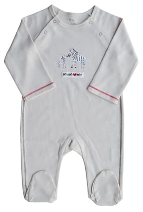Baby's Full Romper/Sleeper with Feet,Color-Cream
