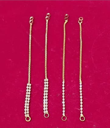 1&2 Layer Nug Combo Gold Plated Kanchain Ear Chain Earcuff Ear Combo for Women