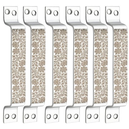 S-GUARD Stainless Steel Door & Cabinet Handles, Knobs Handles-Size-6 Inch-6 Pcs-Laser Printed Design-SSL30