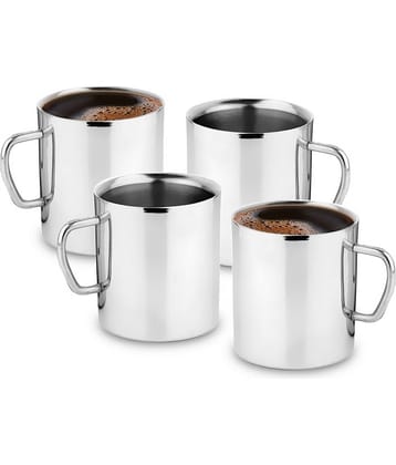 Classic Essentials - Silver Steel Coffee Mug ( Pack of 4 )