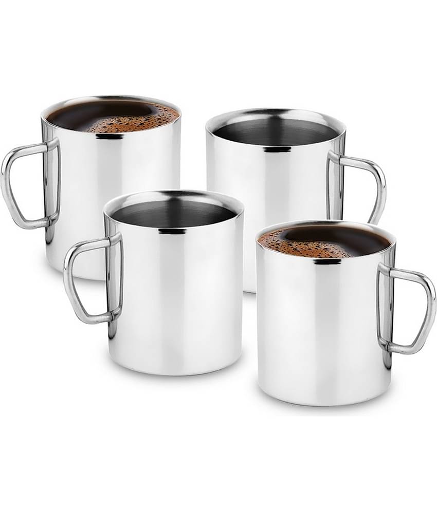 Classic Essentials - Silver Steel Coffee Mug ( Pack of 4 )