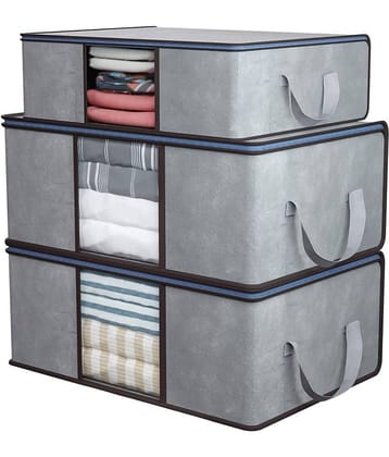 SH NASIMA - Home Storage Cloth Bags, Saree, Suits, Blouse, Blanket Organiser for Underbed, Almirah (Pack of 3)