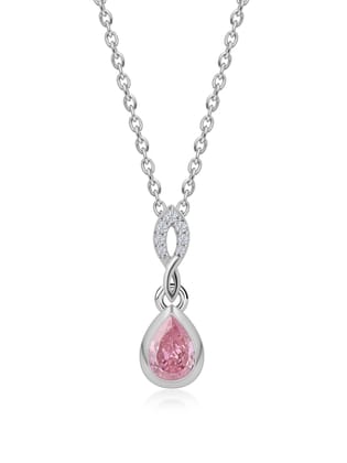 Pink CZ Drop Necklace For Women