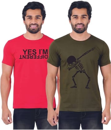 ferocious Pack of 2 Cotton Regular Fit Men's T-Shirt ( Red )