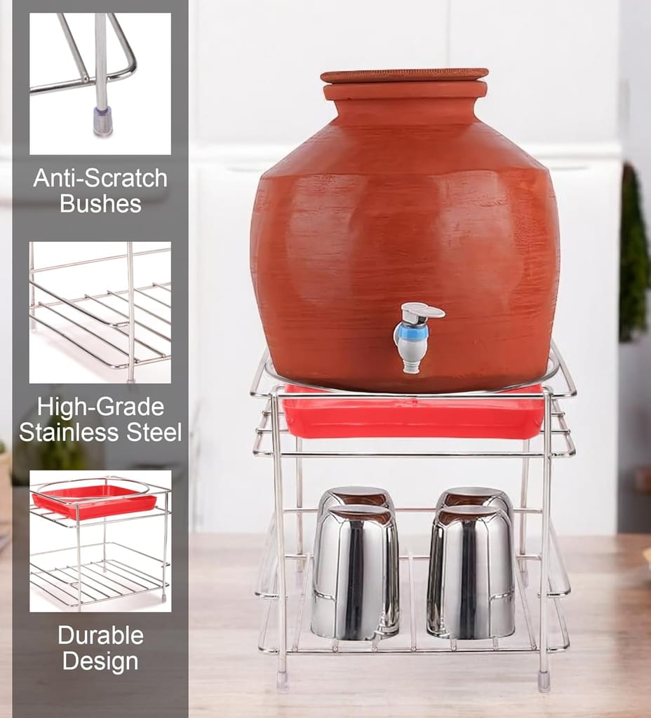 Steel Round  Matka Stand for Water Pot | Pot Stand for kitchen utensils | Steel Matka Stand for Kitchen | Water Pot Stand for Kitchen| 8 X 8 X 7.5 Inch ( Round Matka Stand)