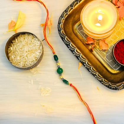 Aryan Green Onyx and Silver 925 Rakhi