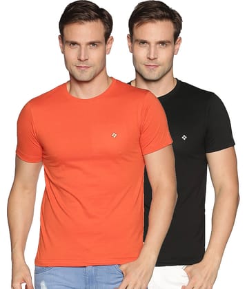 Dollar Cotton Blend Regular Fit Solids Round Half Sleeves Multicolor Men T-Shirt Pack of 2