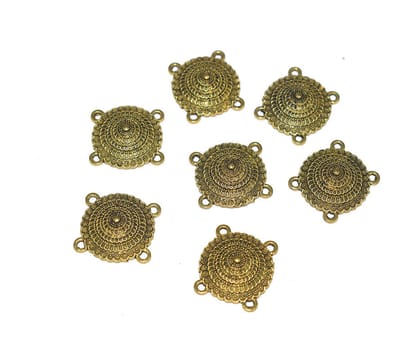 Antique Gold 4 Hole Connector for Jewellery Making and Embroidery Work. CTR-011-Per Packet of 11 Pair / 21 MM