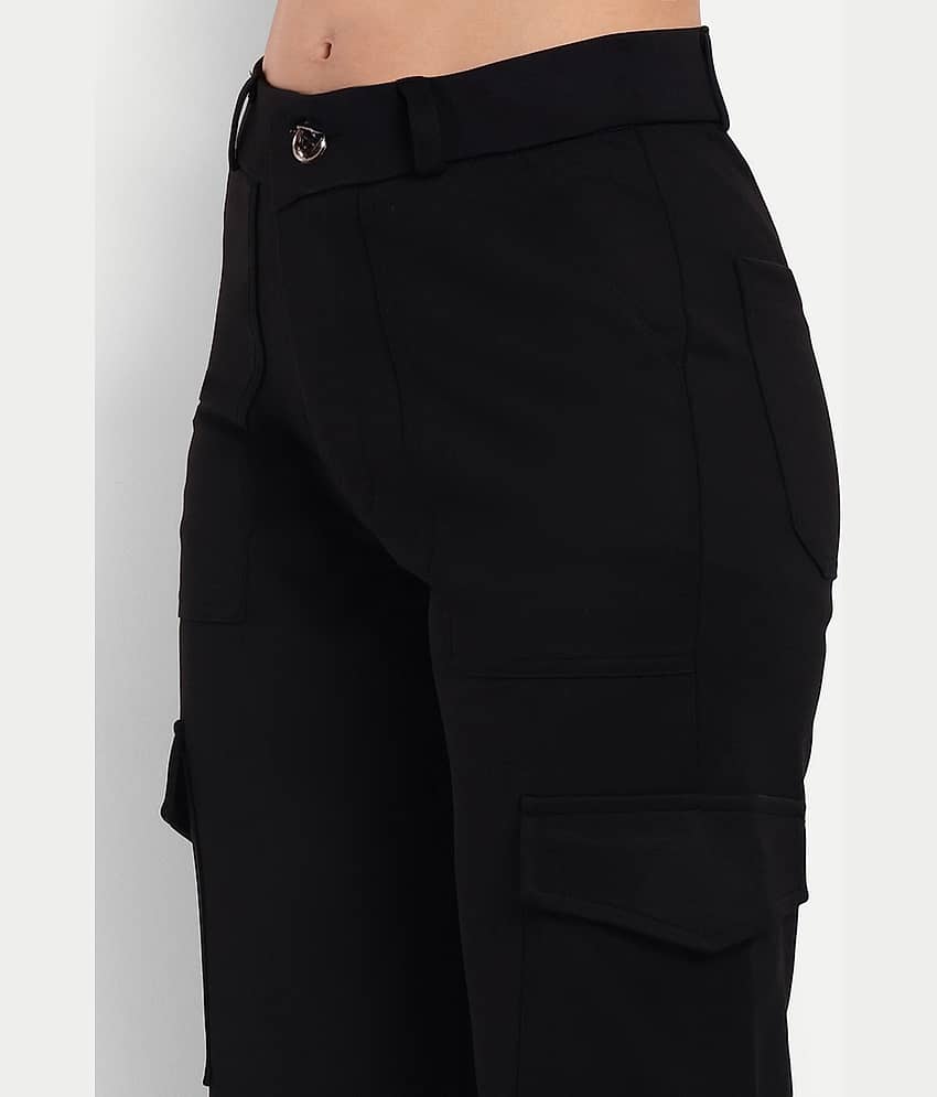 Broadstar Pack of 1 Rayon Straight Women's Cargo Pants ( Black )