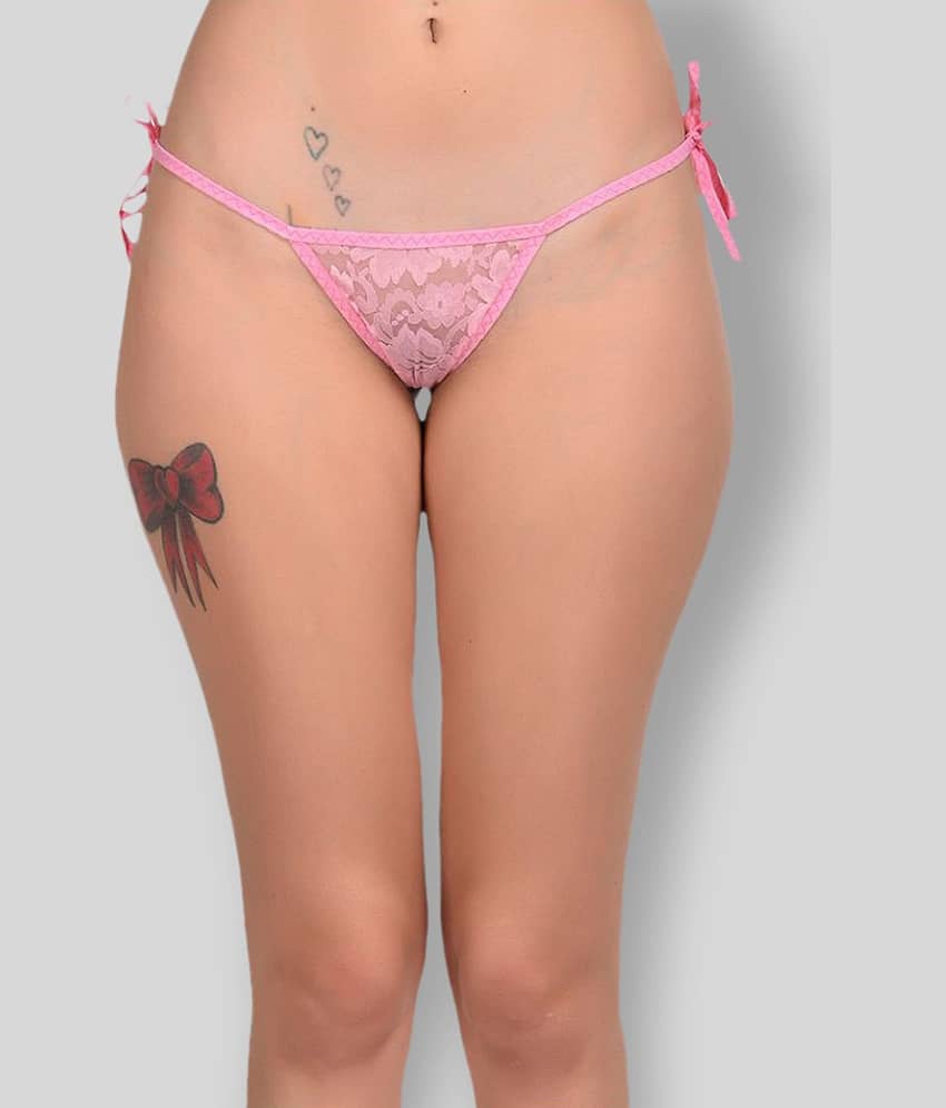 Affair Lace Self Design Women's G-Strings ( Pink )