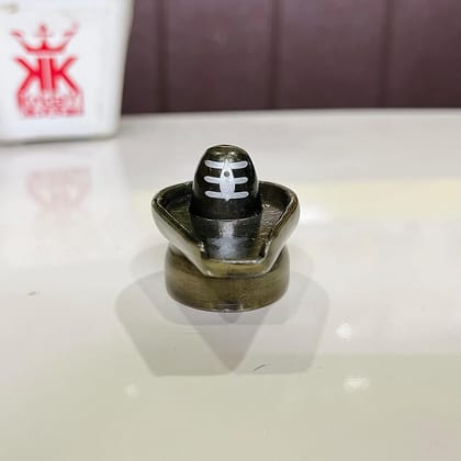 DreamKraft Metal Shivling Idol | 5cm x 3.5cm x 3.5cm | Brass Finish, 120 gm