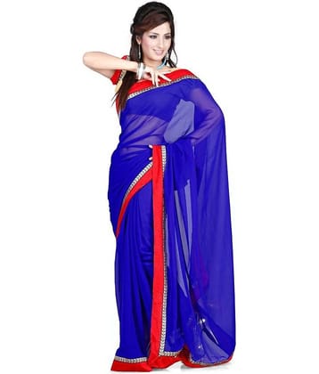 Sareeka Sarees Chiffon Saree With Unstitched Blouse Piece ( Blue )
