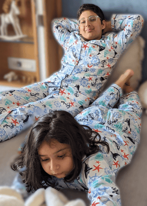 Cotton Night Suit for Kids | Nautical-2-3Y