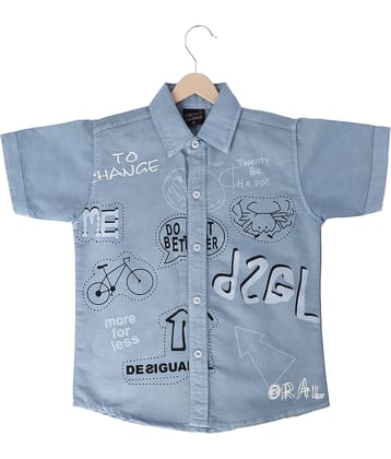 Cremlin Clothing Pack of 1 Boys Cotton Blend Half Sleeves Shirt ( Sky Blue )