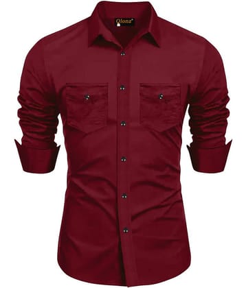 Qlonz store Cotton Blend Regular Fit Solids Full Sleeves Men's Casual Shirt - Navy ( Pack of 1 )