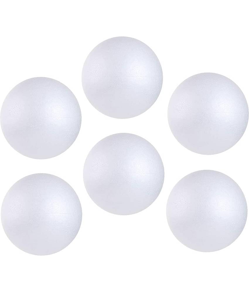 6 Pcs Craft Styrofoam White Smooth Balls for Arts & Crafts DIY Crafts Making Ornaments Decoration School Projects Solar System Models  Size - 10 cm (4 inch)