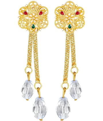 Vighnaharta Golden Drop Earrings ( Pack of 1 )
