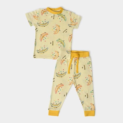 Banana Print Slumber Set (T-shirt & Pyjama Set)-9-12 M / Yellow