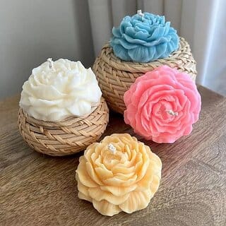 Peony Flower Candle - Pack of 2  Handcrafted Soy Wax Candle ideal for home decor