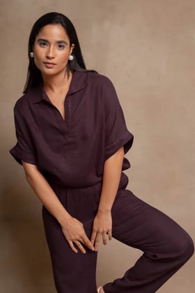 Lavasa Co-ord Set: Burgandy-XS-S
