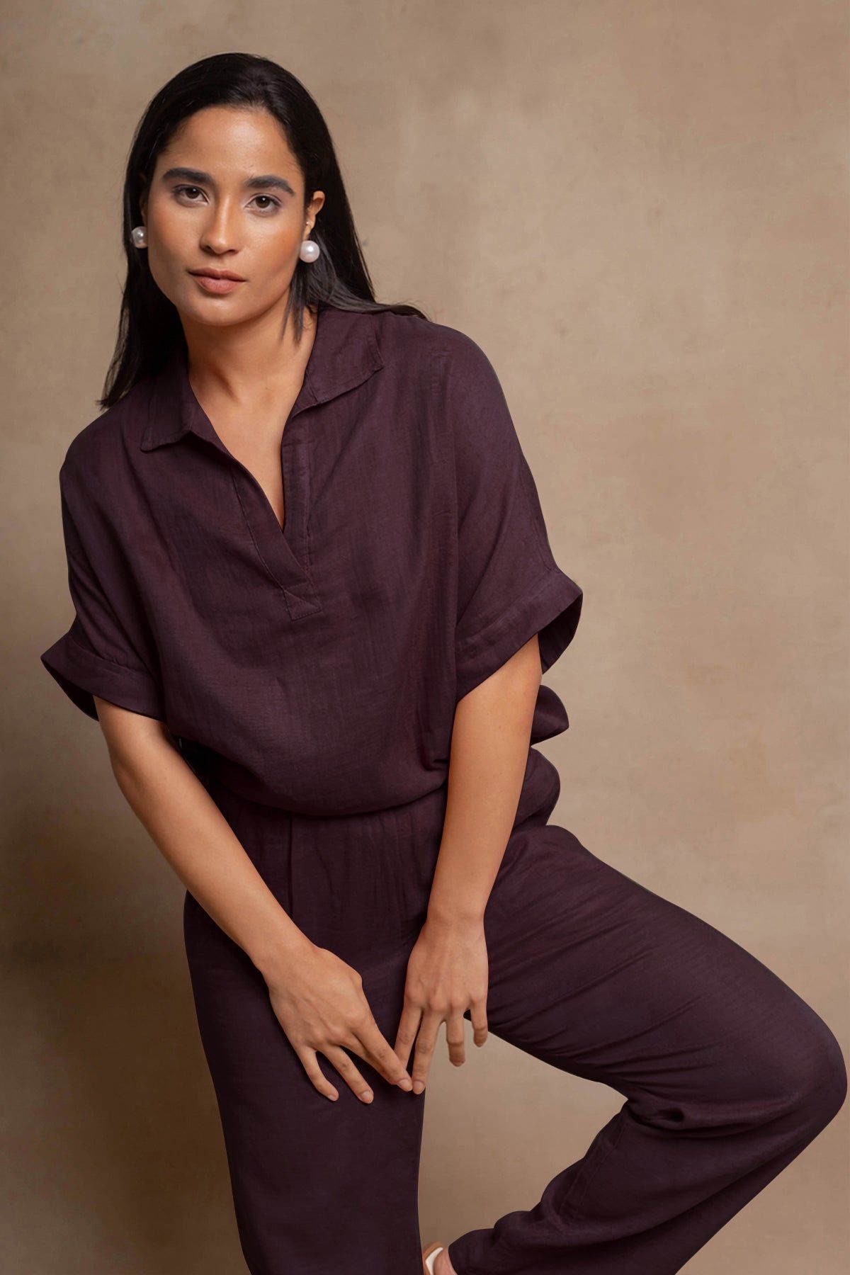 Lavasa Co-ord Set: Burgandy-XS-S