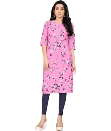 AK FASHION MALL Pack of 1 Crepe Printed Straight Women's Kurti - ( Multicolor )