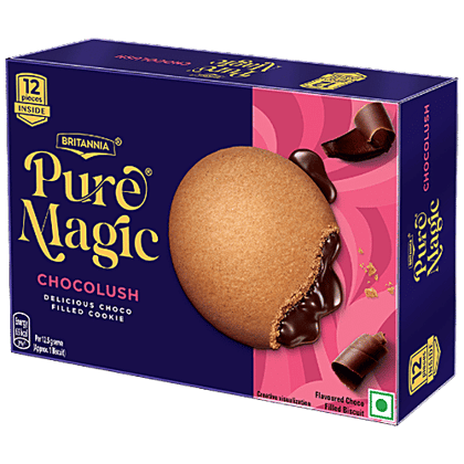 Britannia Pure Magic Chocolush - Extra Crunchy Biscuit With Gooey Choco-Filling, 300 g