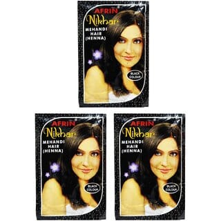 Afrin Nikhar Mehandi Henna Hair Black Colour - 40g (Pack Of 3)