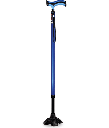 Vissco Avanti Plus - T Shape Aluminum Stick, Lightweight Walking Stick, Adjustable Height, Wide Base for Balance (Blue)
