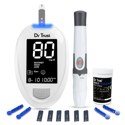 Dr Trust USA Platinum Blood Glucose Monitoring Device 9002 I Digital Machine For Accurate Sugar Levels Testing At Home I Easy To Use Blood Sugar Testing Kit With FREE 10 Strips, 10 Lancets + 1 La